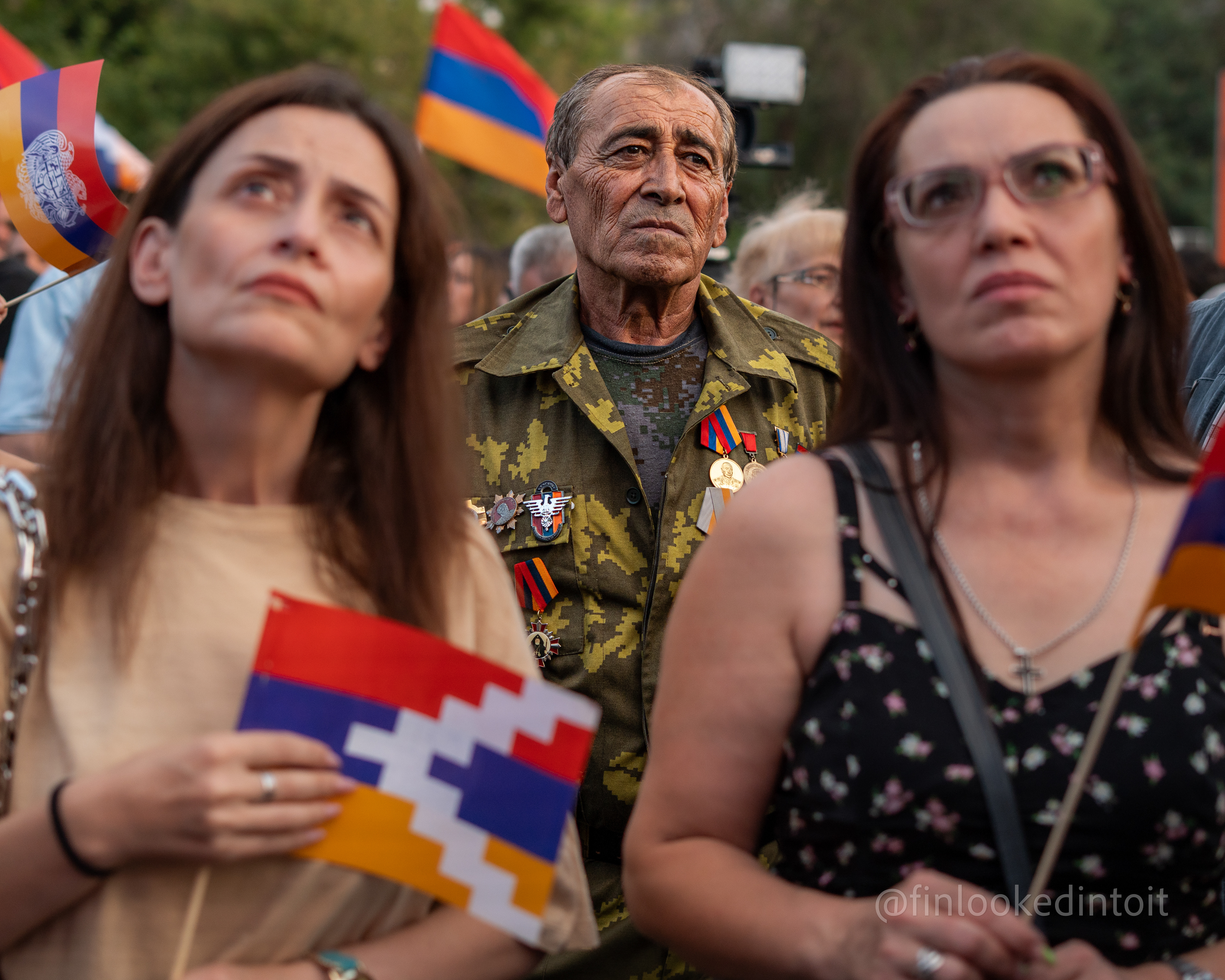 Morose Armenians attend a demonstration on the last Artsakh independence day before Azerbaijan fully conquered the region, 09/02/2023