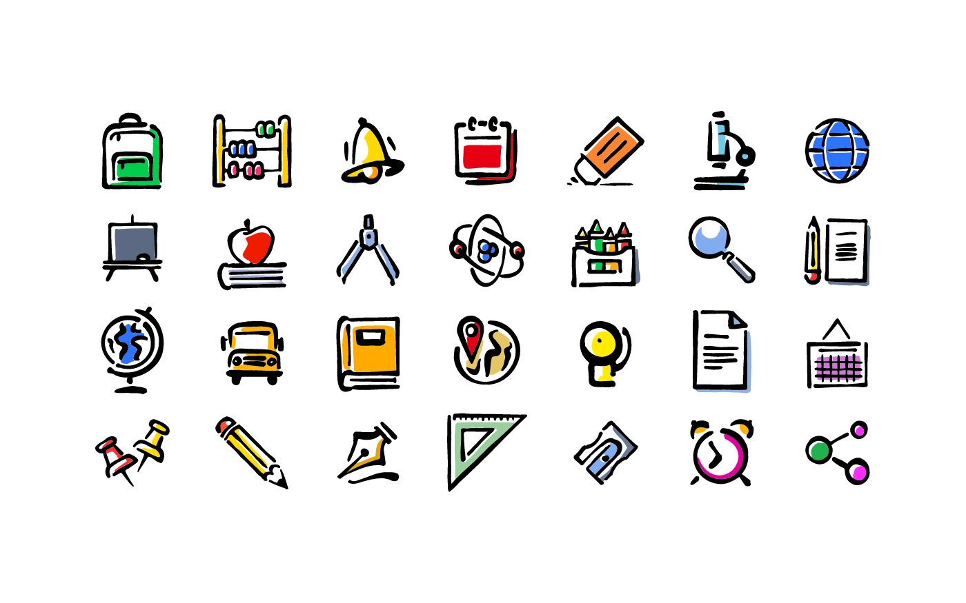 icon set back-to-school