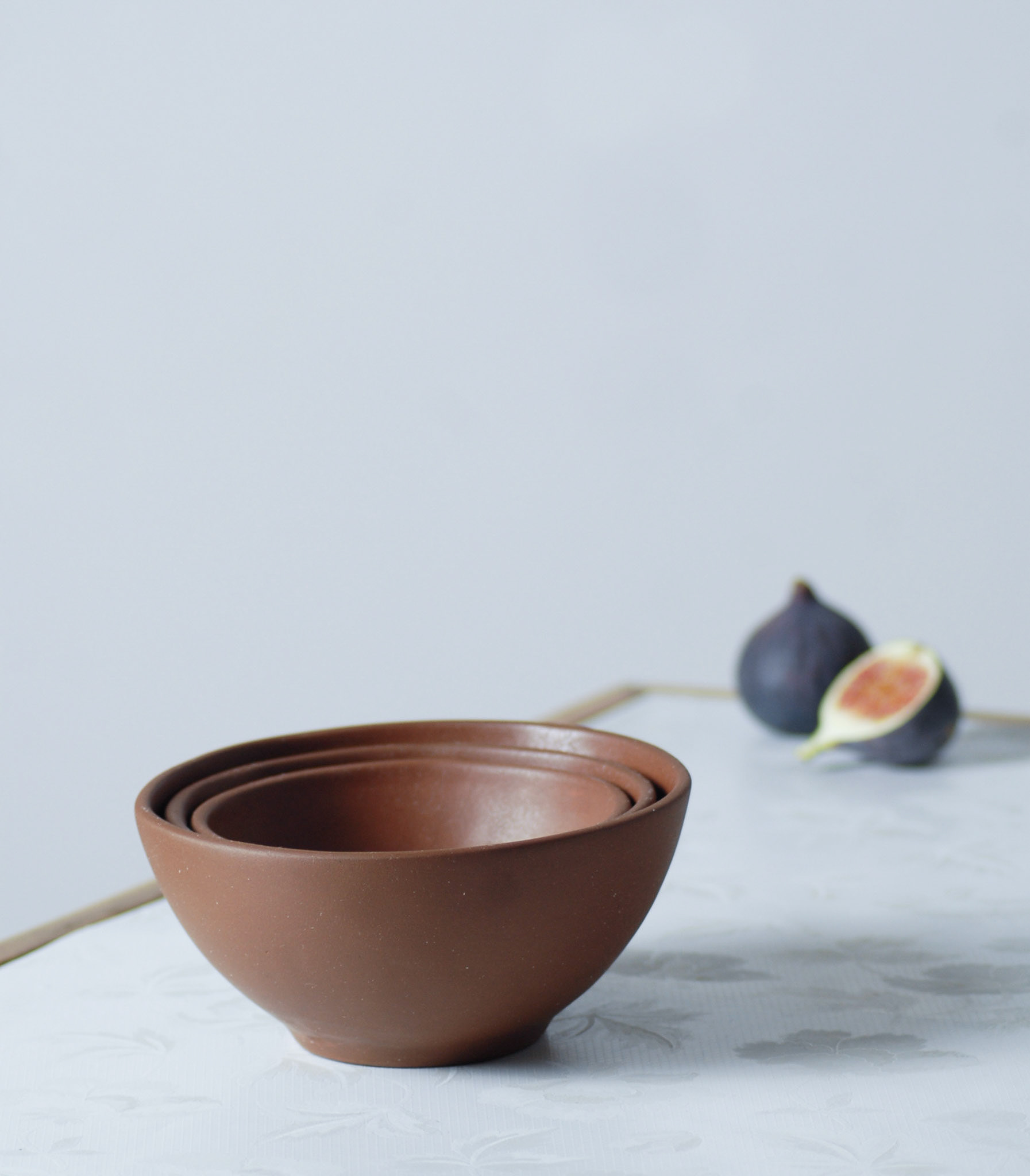 Handmade Oryoki Bowl Set, 3 parts, terracotta, Single Piece made of Earthenware.