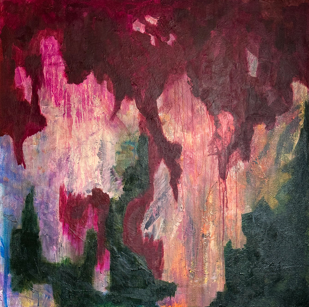 Meditation, 2023, acrylic and aerosol on canvas, 40x40" 