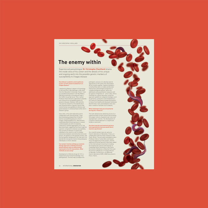 page design with illustration of red blood cells