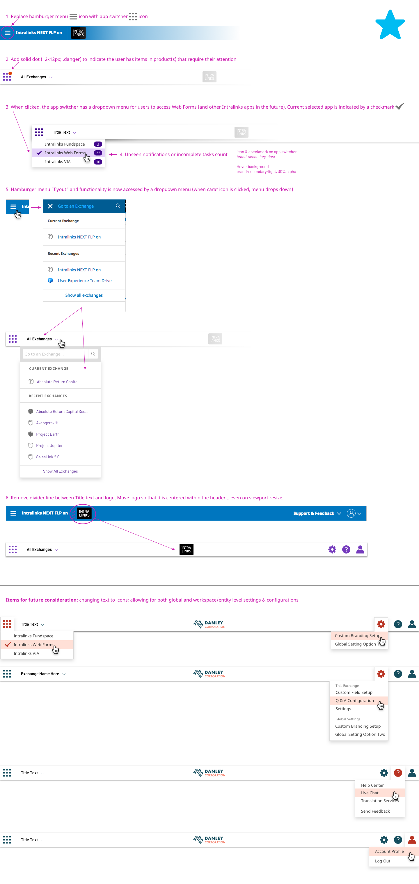 Specific steps to update the current primary nav to the new concept