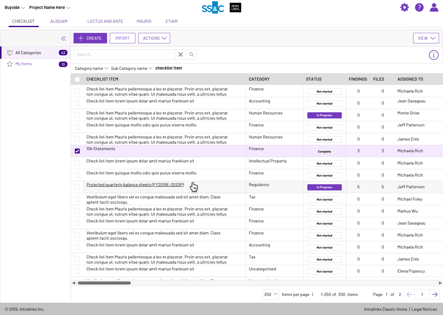 A buy-side checklist for users to easily perform due dilligence for a deal
