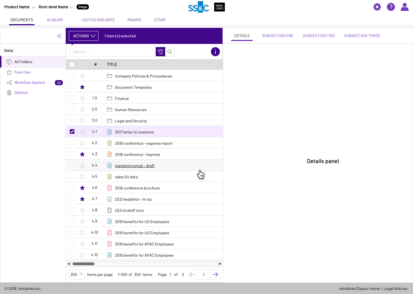 Files and Folders datagrid - details panel offers flexibility to see lots of details without leaving the context of the page