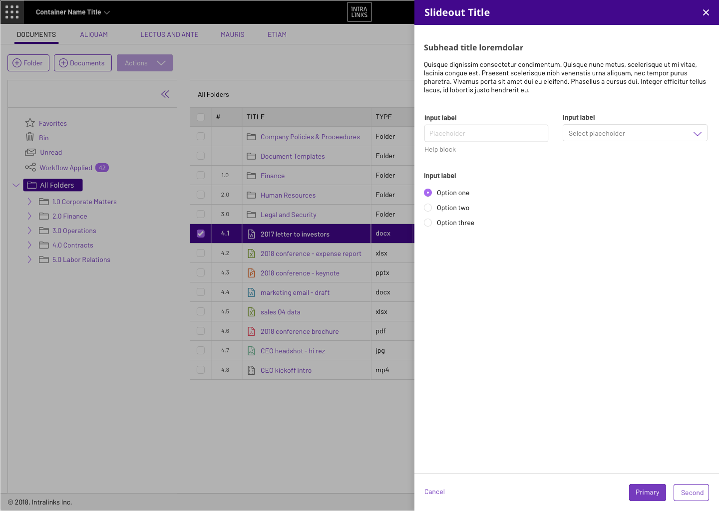 Concept 2: Data Grid with Slideout