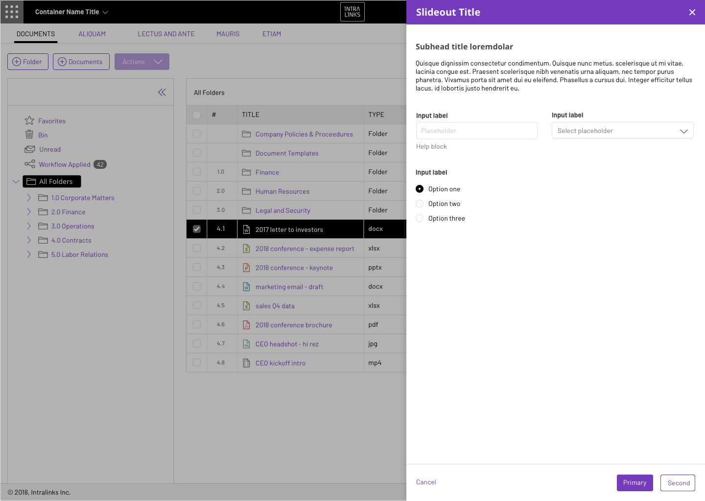 Concept 1: Data Grid with Slideout