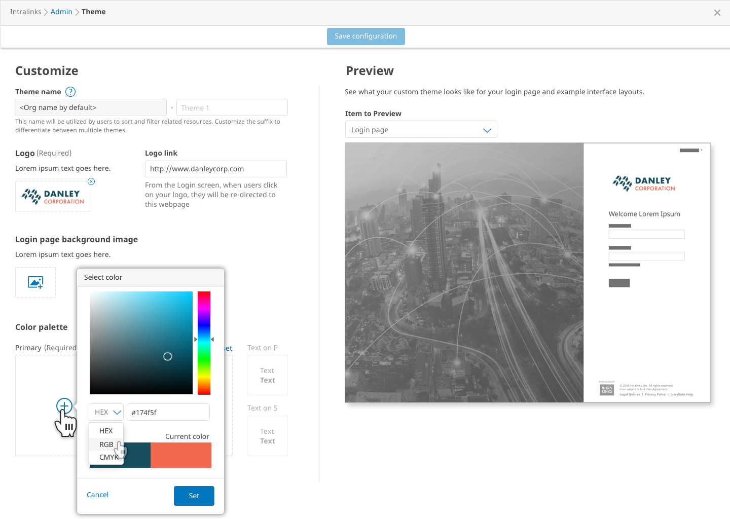 Configurator: Select primary and secondary colors