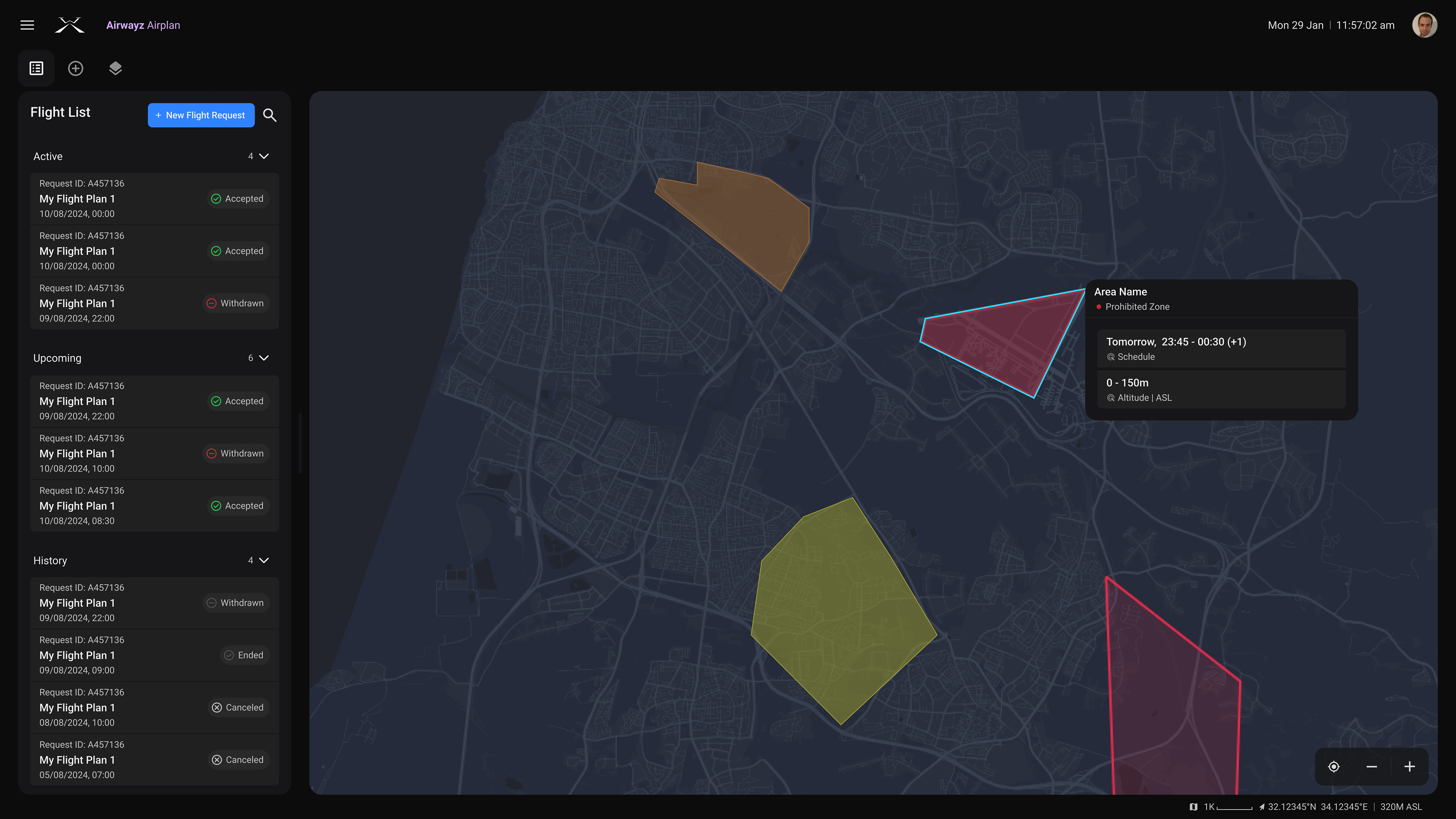 When selecting a Prohibited Zone