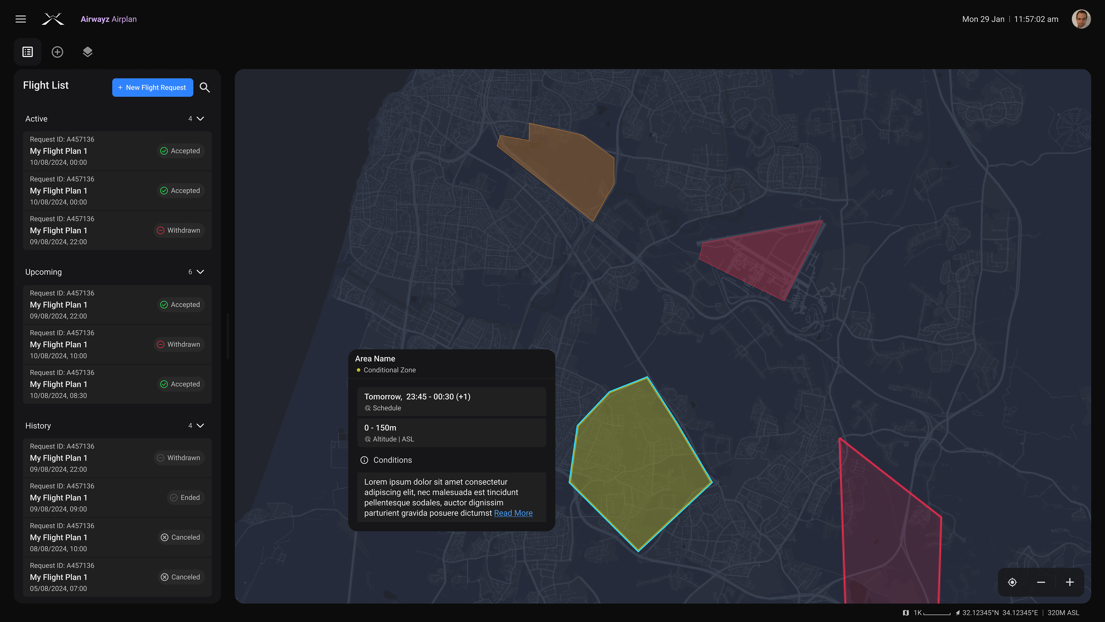 When selecting Conditional zone