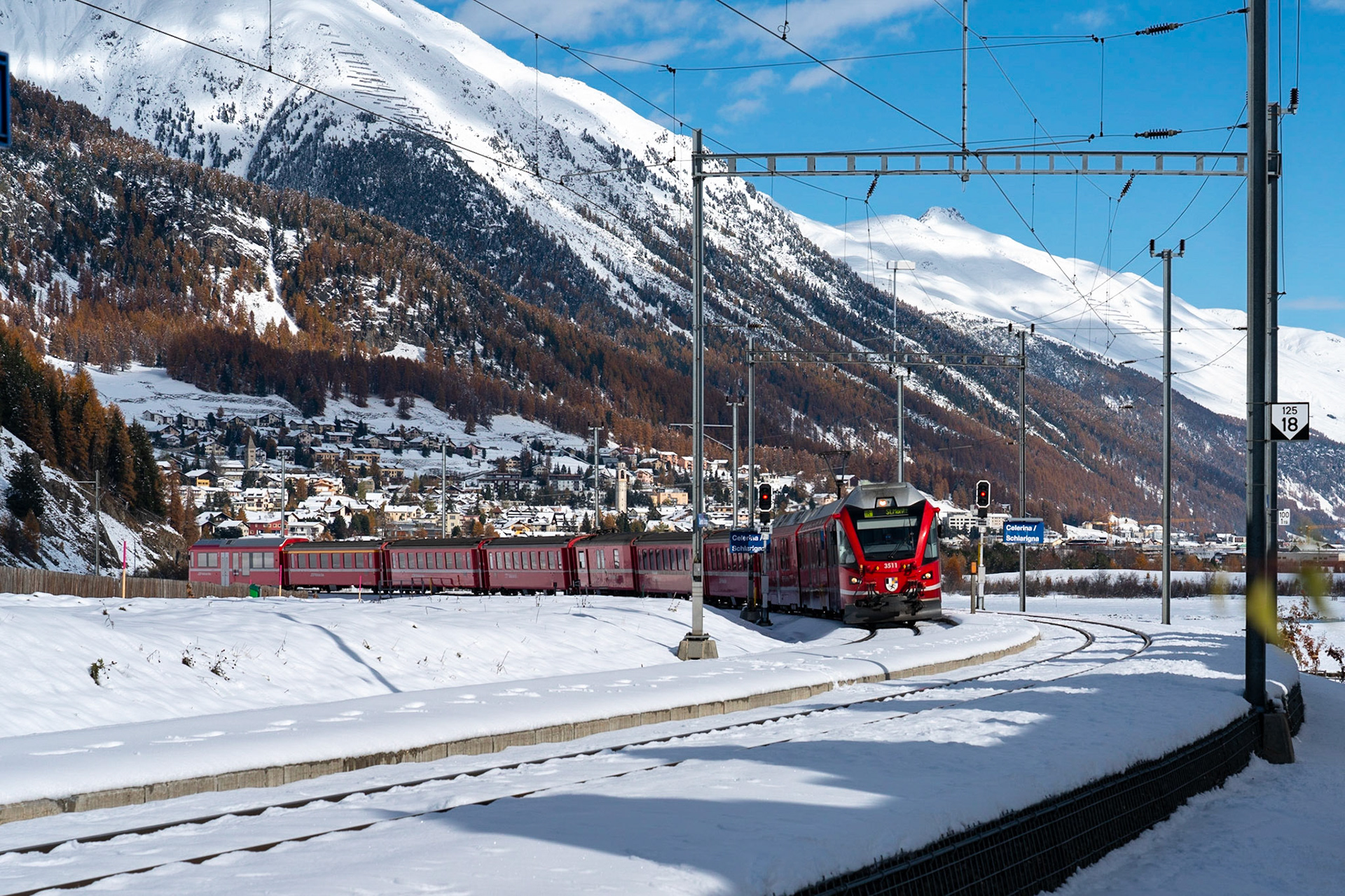 Herbst trifft Winter im Engadin