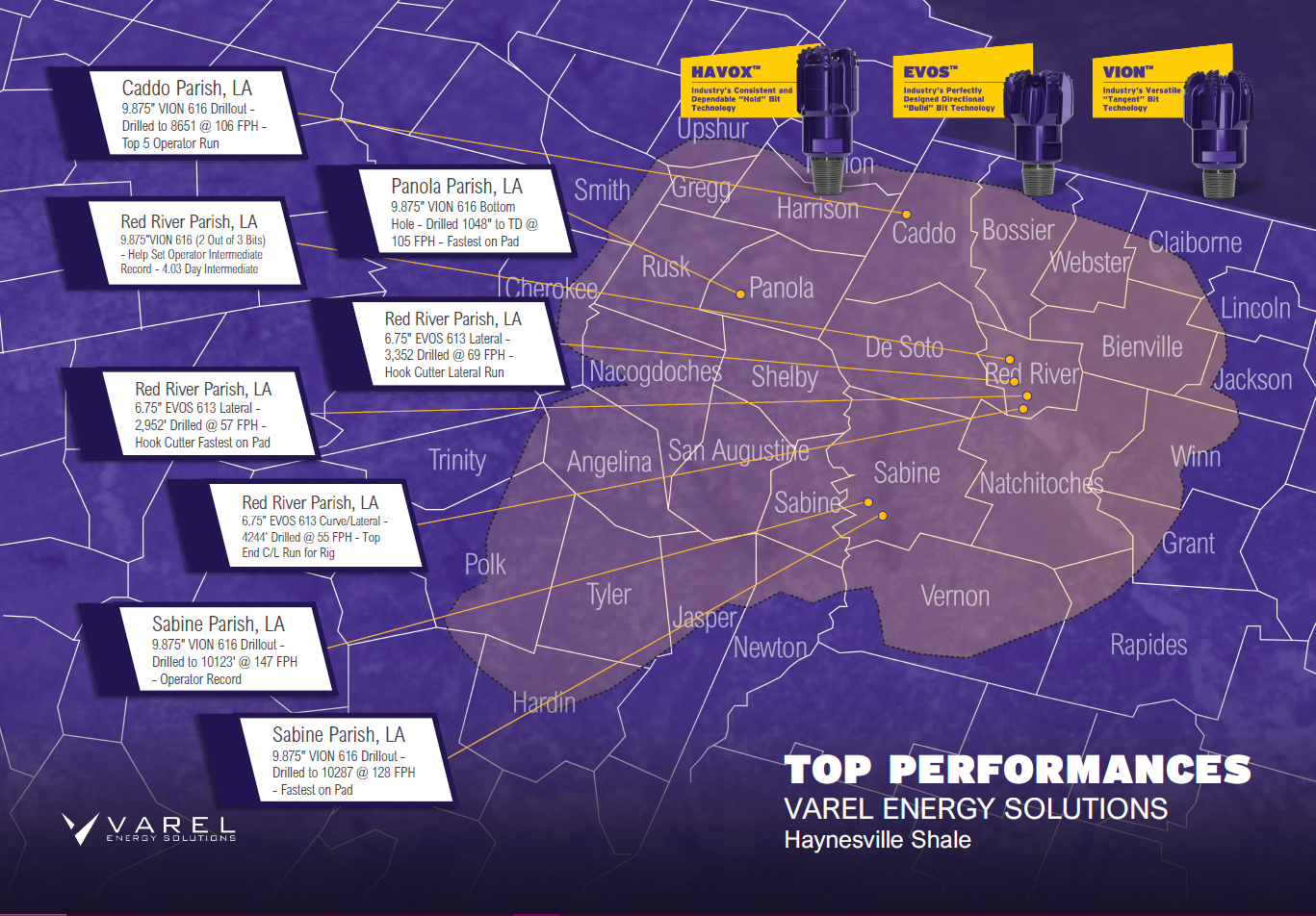 Large Map Poster for Top Drilling Performances