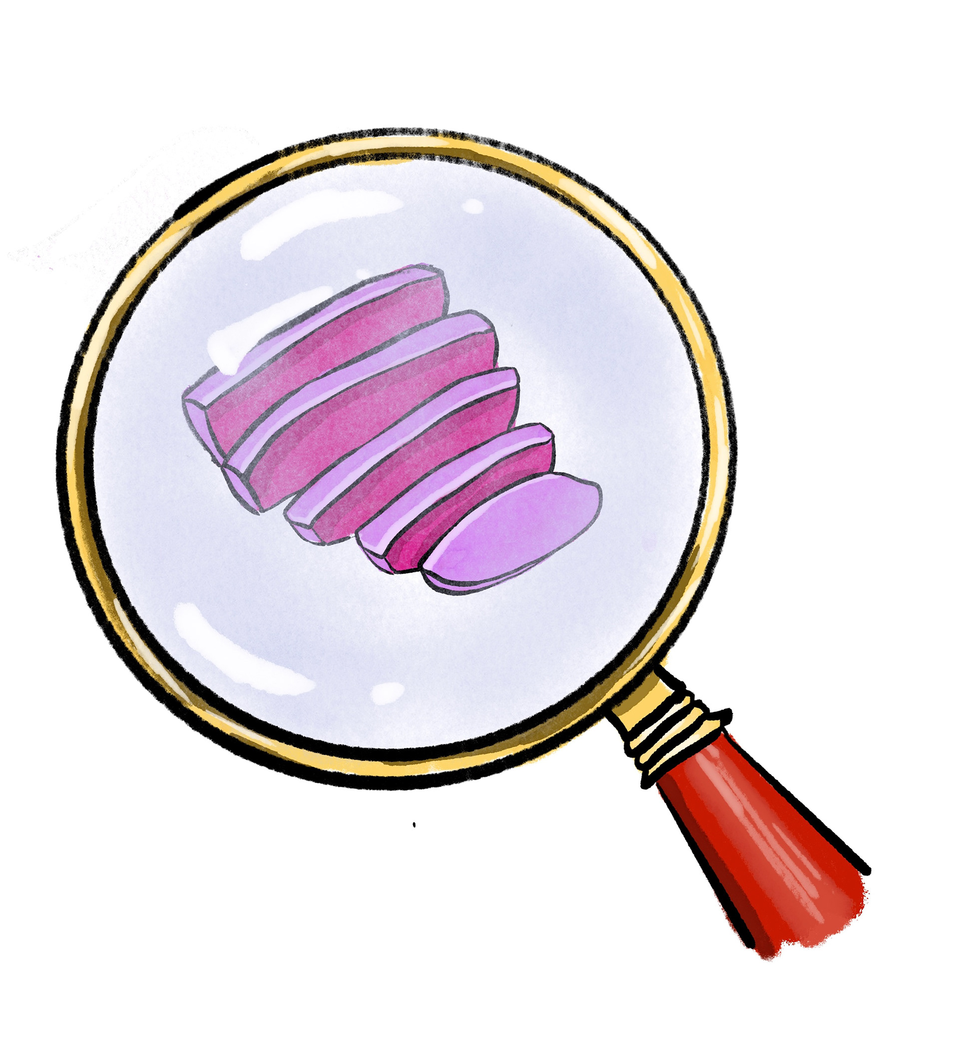 Toung in Magnifying Glass Illustration