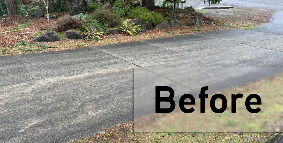 Before Kyle's ECS, this driveway was dark, splotchy, and dirty.