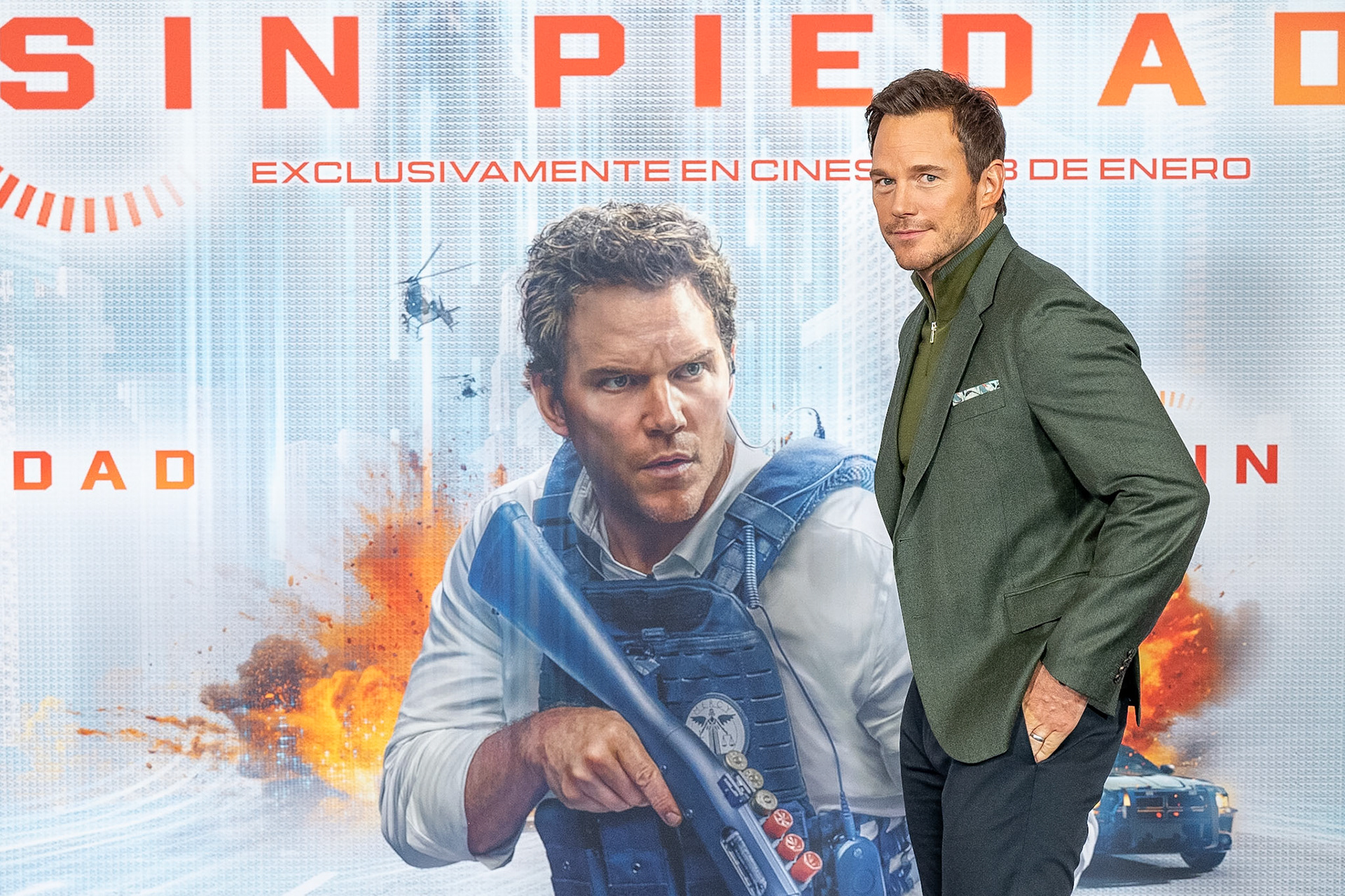 MADRID, SPAIN - JANUARY 09: Actor Chris Pratt attends the ''Sin Piedad'' photocall at the Four Seasons Hotel on January 09, 2026 in Madrid, Spain. (Photo by Goyo Conde)