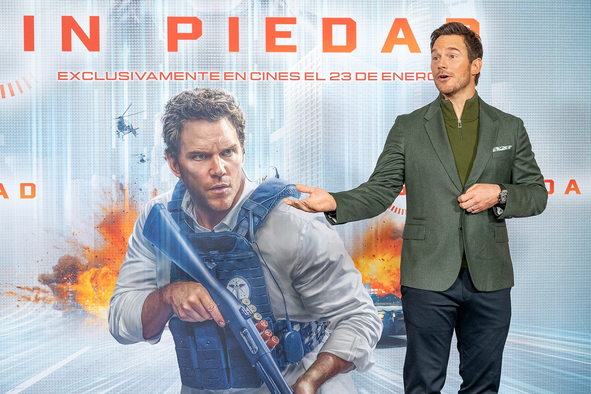 MADRID, SPAIN - JANUARY 09: Actor Chris Pratt attends the ''Sin Piedad'' photocall at the Four Seasons Hotel on January 09, 2026 in Madrid, Spain. (Photo by Goyo Conde)