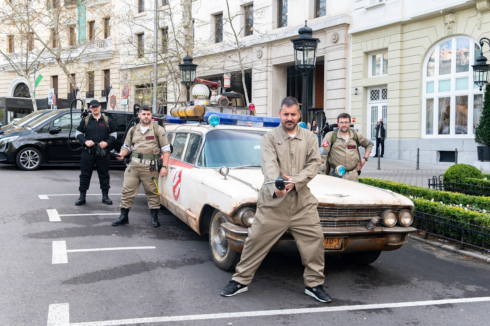 MADRID, SPAIN - MARCH 18: props on display including the Ghostbusters car are seen during the photocall for the film 'Ghostbusters: Frozen Empire' at the Mandarin Oriental Ritz Hotel, March 18, 2024, in Madrid, Spain. (Photo By Goyo Conde / Sony Pictures Spain)