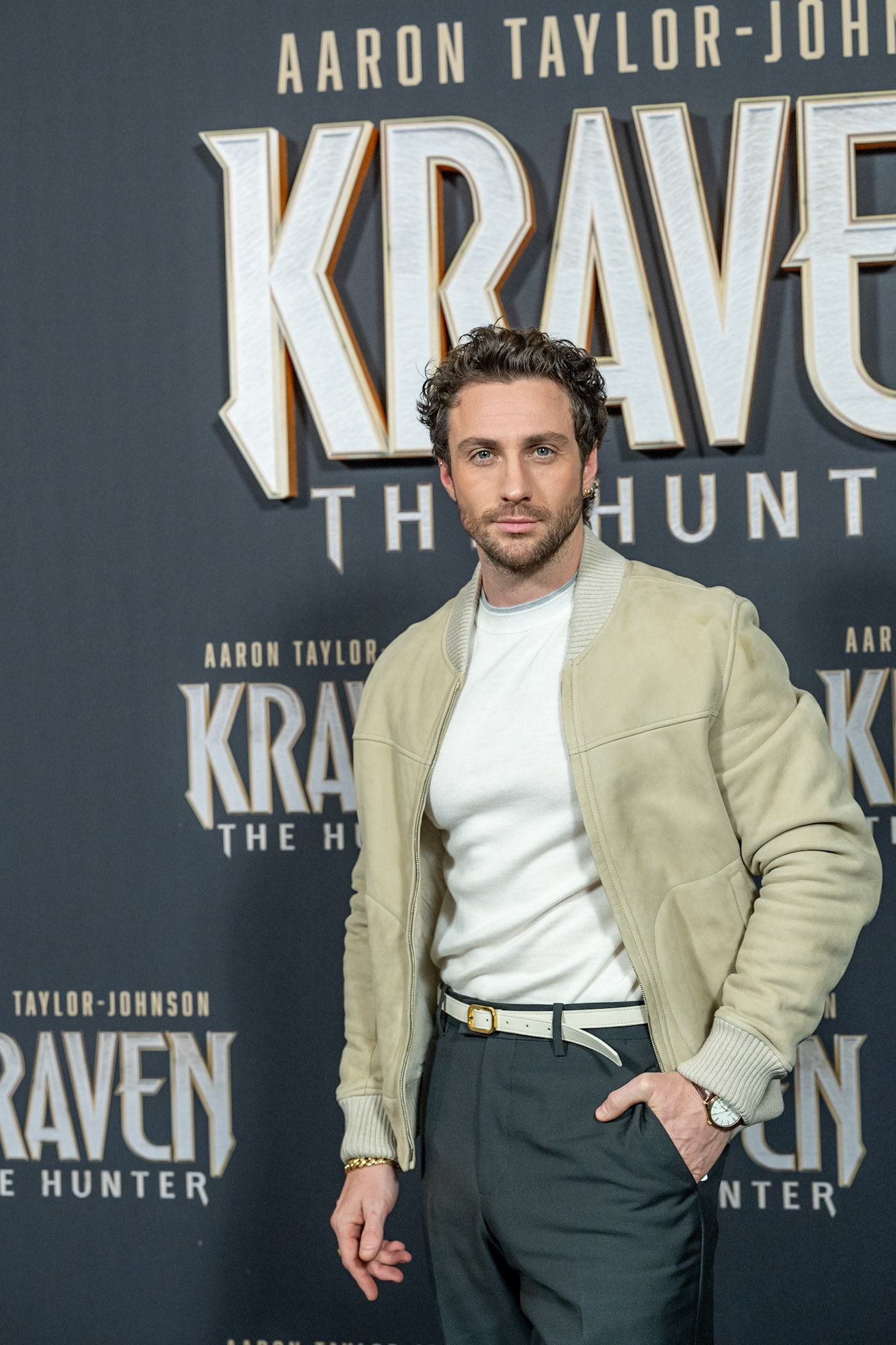 FUENCARRAL, MADRID, SPAIN - DECEMBER 03 2024. Aaron Taylor-Johnson presents the film 'Kraven the Hunter' in Madrid, on December 3, 2024, in Madrid, Spain. (Photo Goyo Conde, by Sony Pictures Spain).