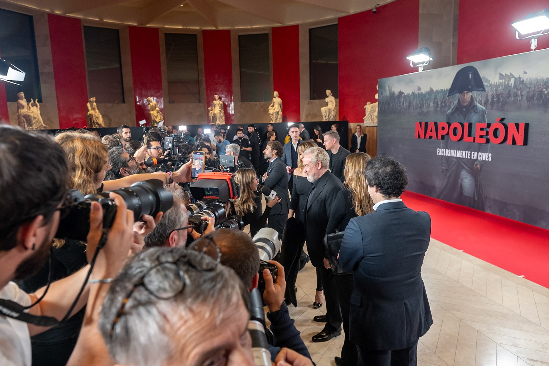 Ridley Scott and Giannina Facio. Premiere in Museum of Prado. Madrid, Spain. November 20th 2023.