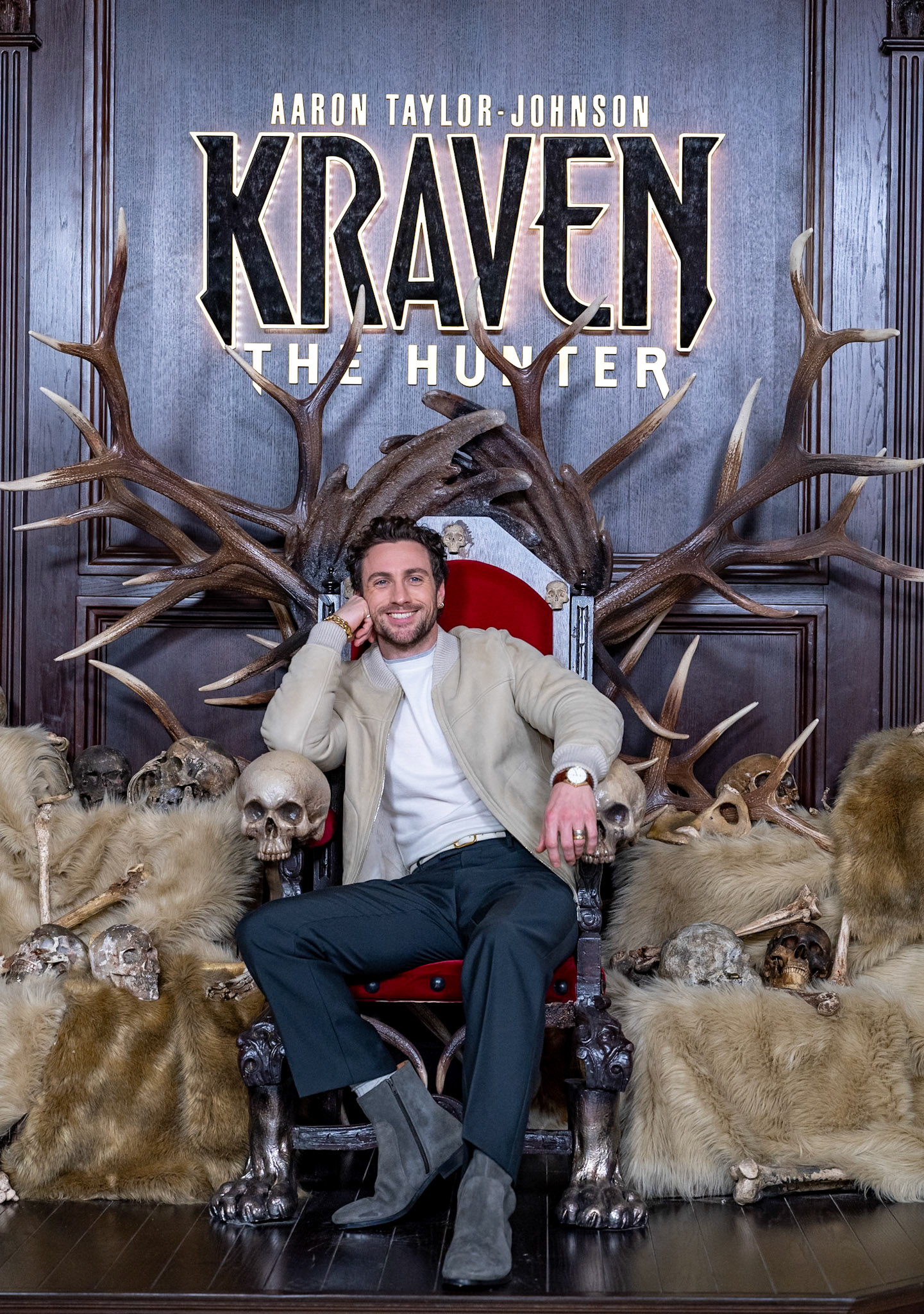 FUENCARRAL, MADRID, SPAIN - DECEMBER 03 2024. Aaron Taylor-Johnson presents the film 'Kraven the Hunter' in Madrid, on December 3, 2024, in Madrid, Spain. (Photo Goyo Conde, by Sony Pictures Spain).