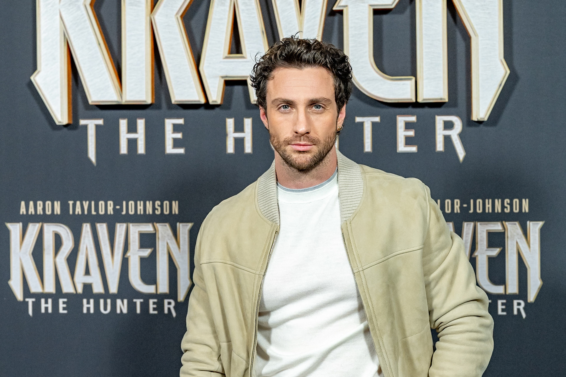 FUENCARRAL, MADRID, SPAIN - DECEMBER 03 2024. Aaron Taylor-Johnson presents the film 'Kraven the Hunter' in Madrid, on December 3, 2024, in Madrid, Spain. (Photo Goyo Conde, by Sony Pictures Spain).