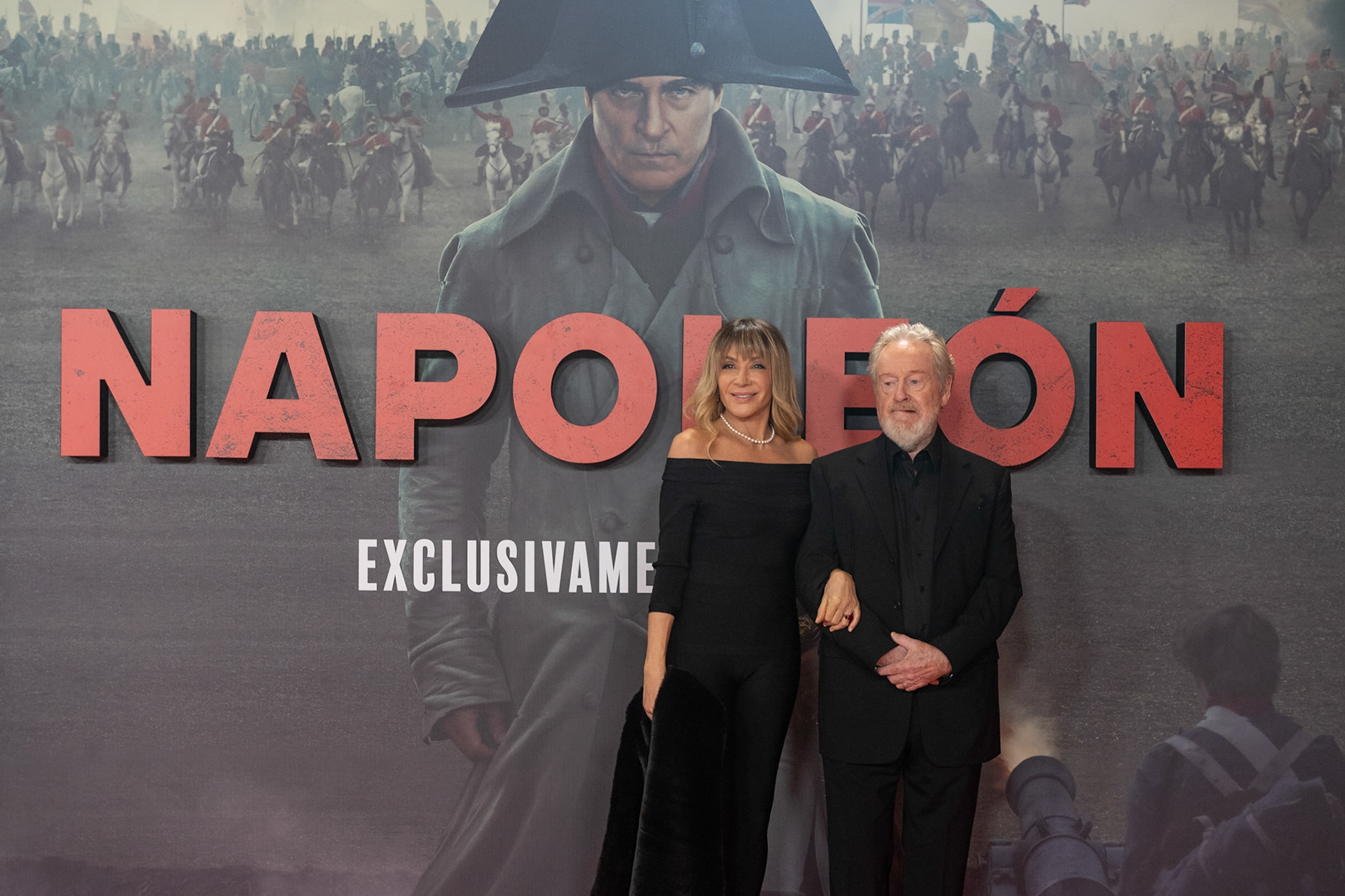 Ridley Scott and Giannina Facio. Premiere in Museum of Prado. Madrid, Spain. November 20th 2023.