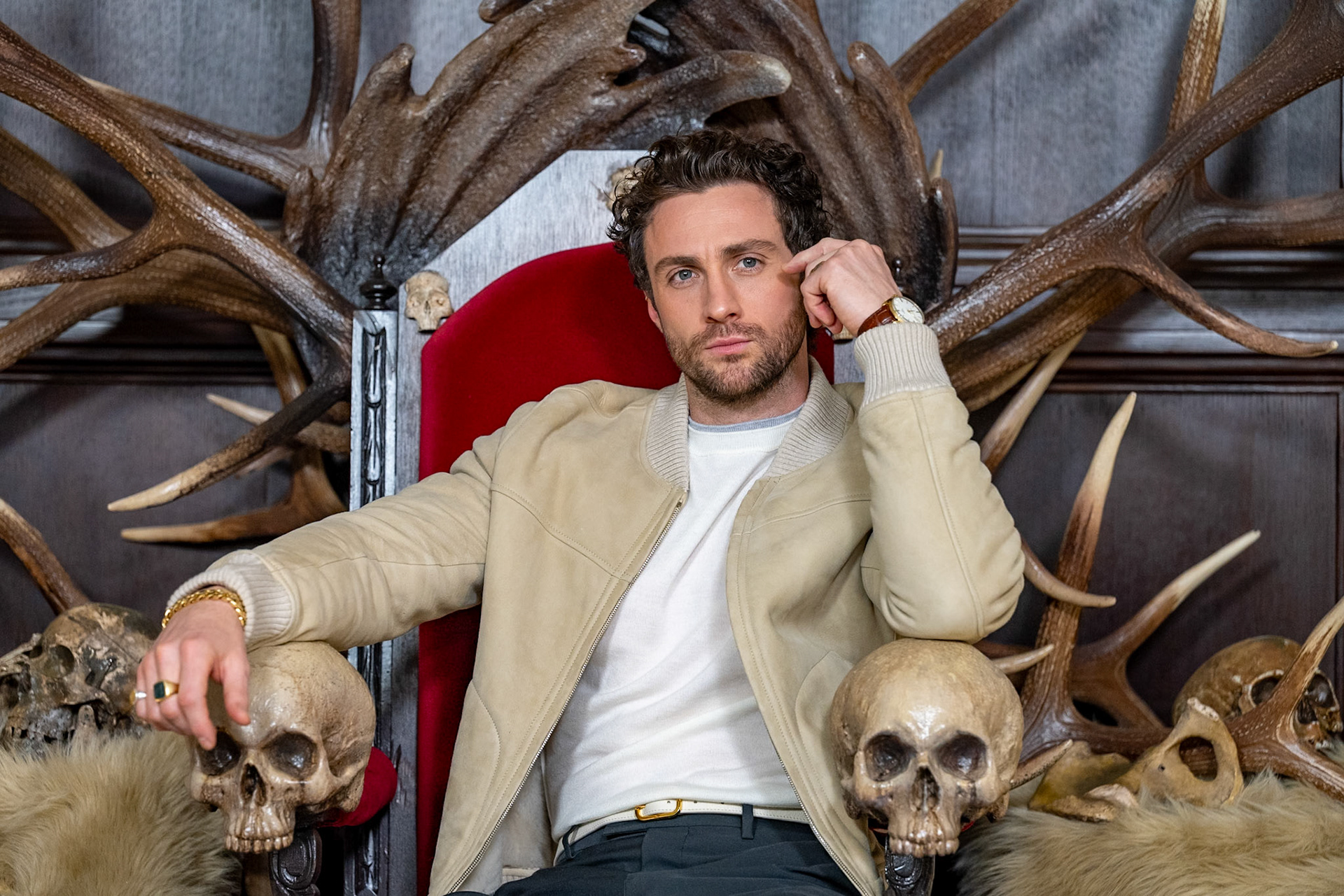 FUENCARRAL, MADRID, SPAIN - DECEMBER 03 2024. Aaron Taylor-Johnson presents the film 'Kraven the Hunter' in Madrid, on December 3, 2024, in Madrid, Spain. (Photo Goyo Conde, by Sony Pictures Spain).