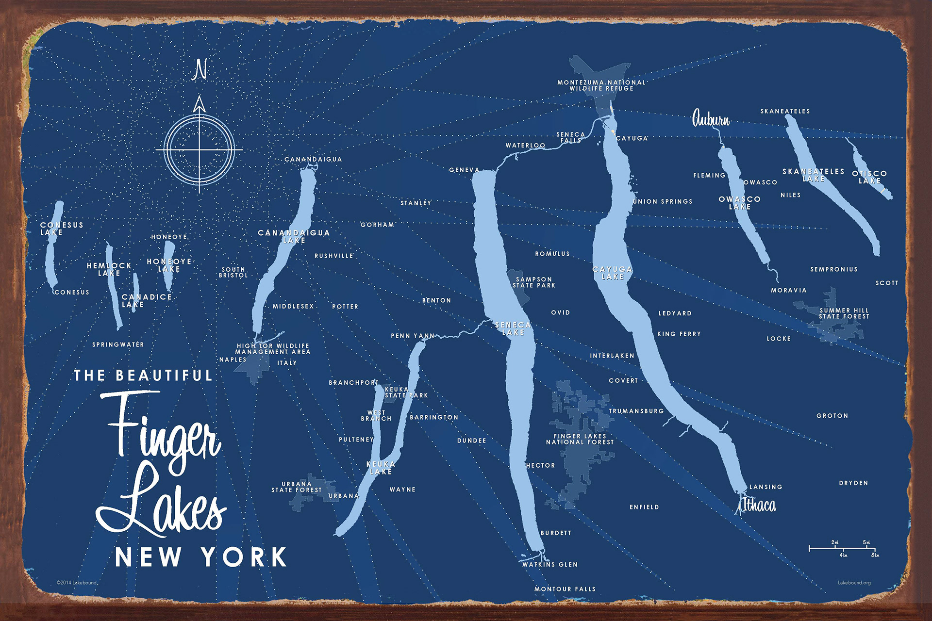 Navy Vintage Map - Lakebound
