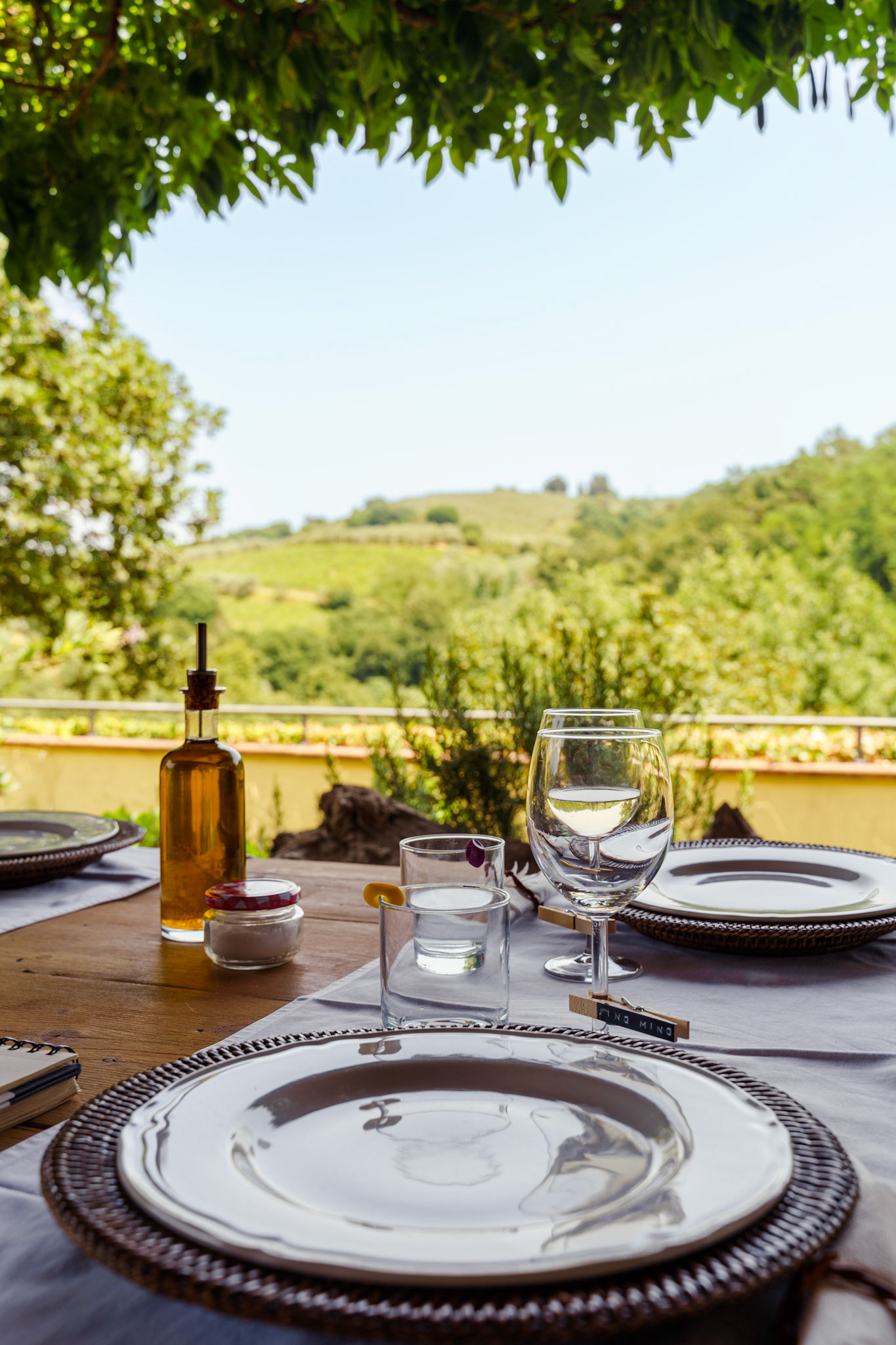 The dining table overlooking the valley