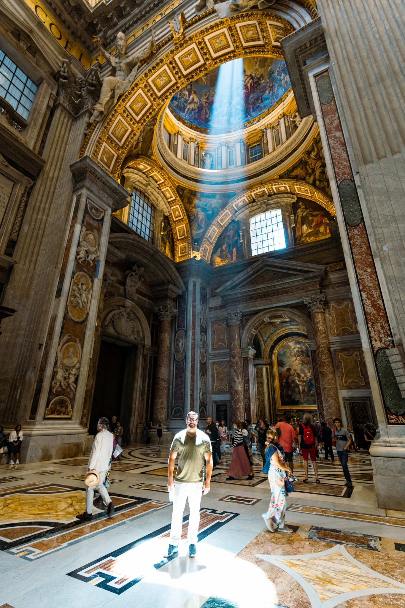 Dave captured in the light showing in St. Peter's Basilica