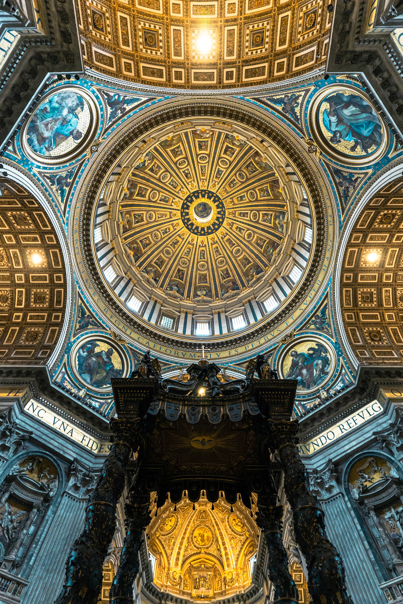 View of St. Peter's Baldachin with the ceiling behind