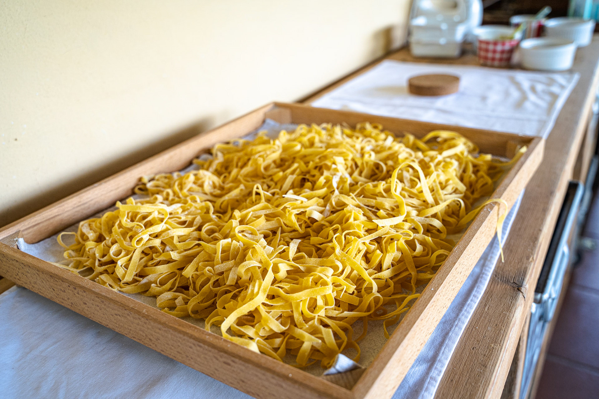 Freshly made fettuccine