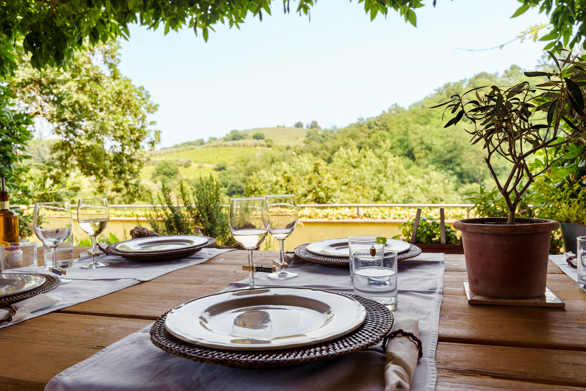 The dining table overlooking the valley