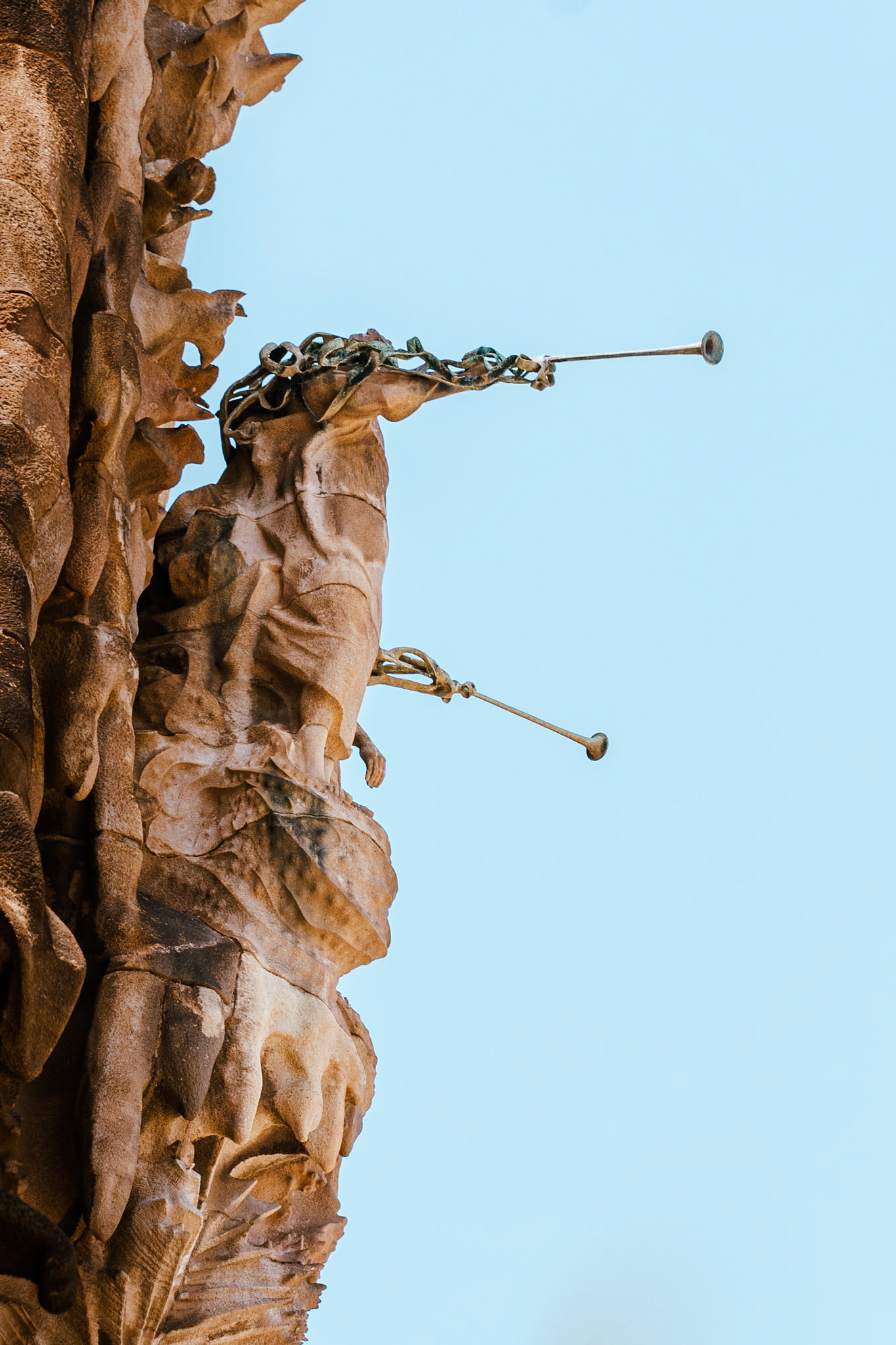 Trumpeted angels outside on La Sagrada Família