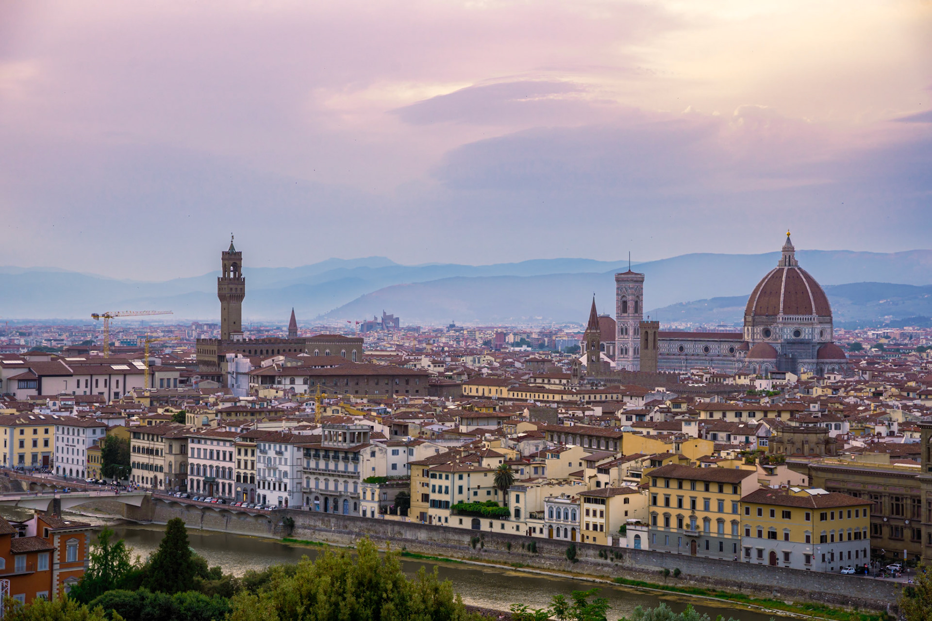 Sunset view of Florence from Piazzale Michelangelo