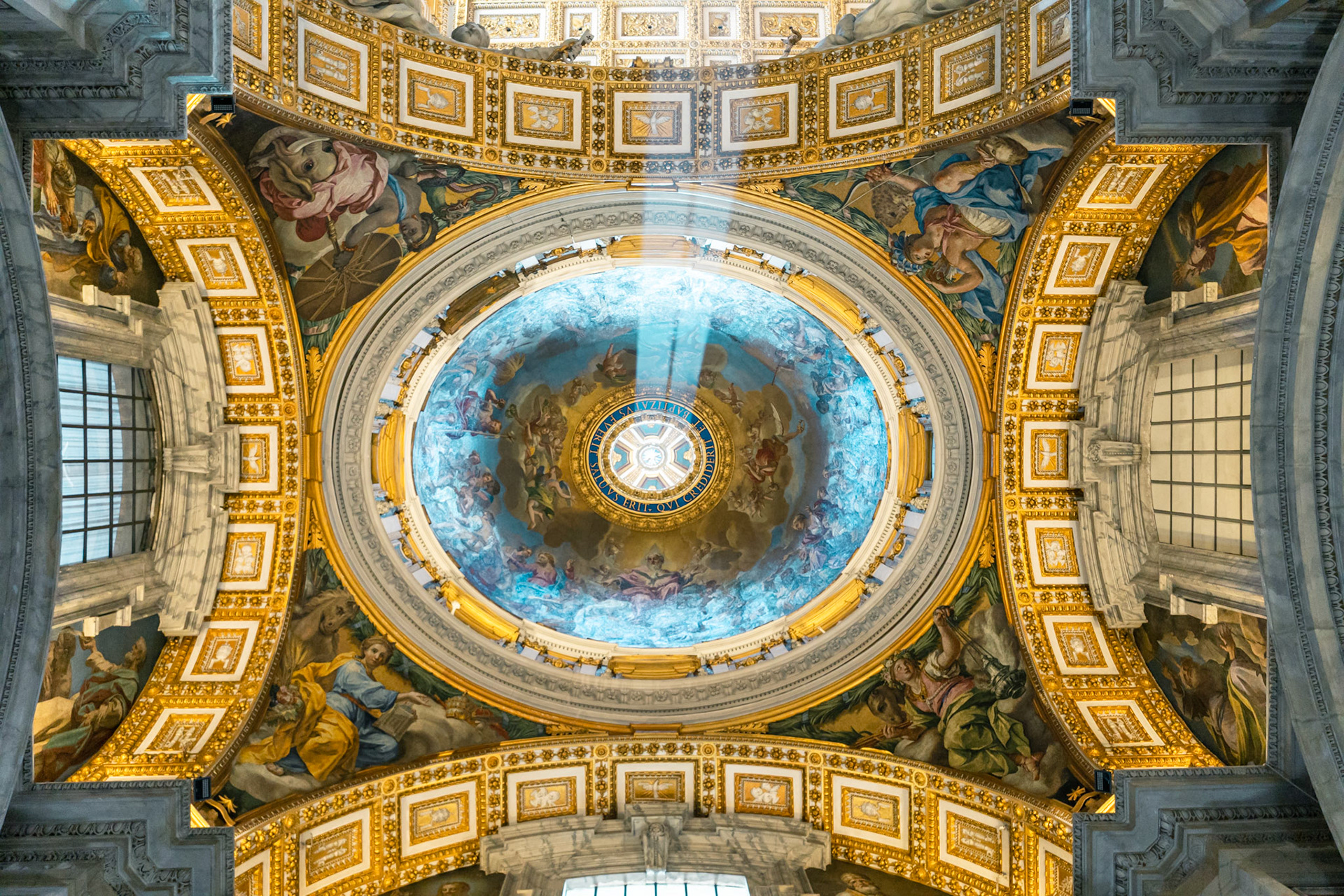 Light showing through the ceiling of St. Peter's Basilica