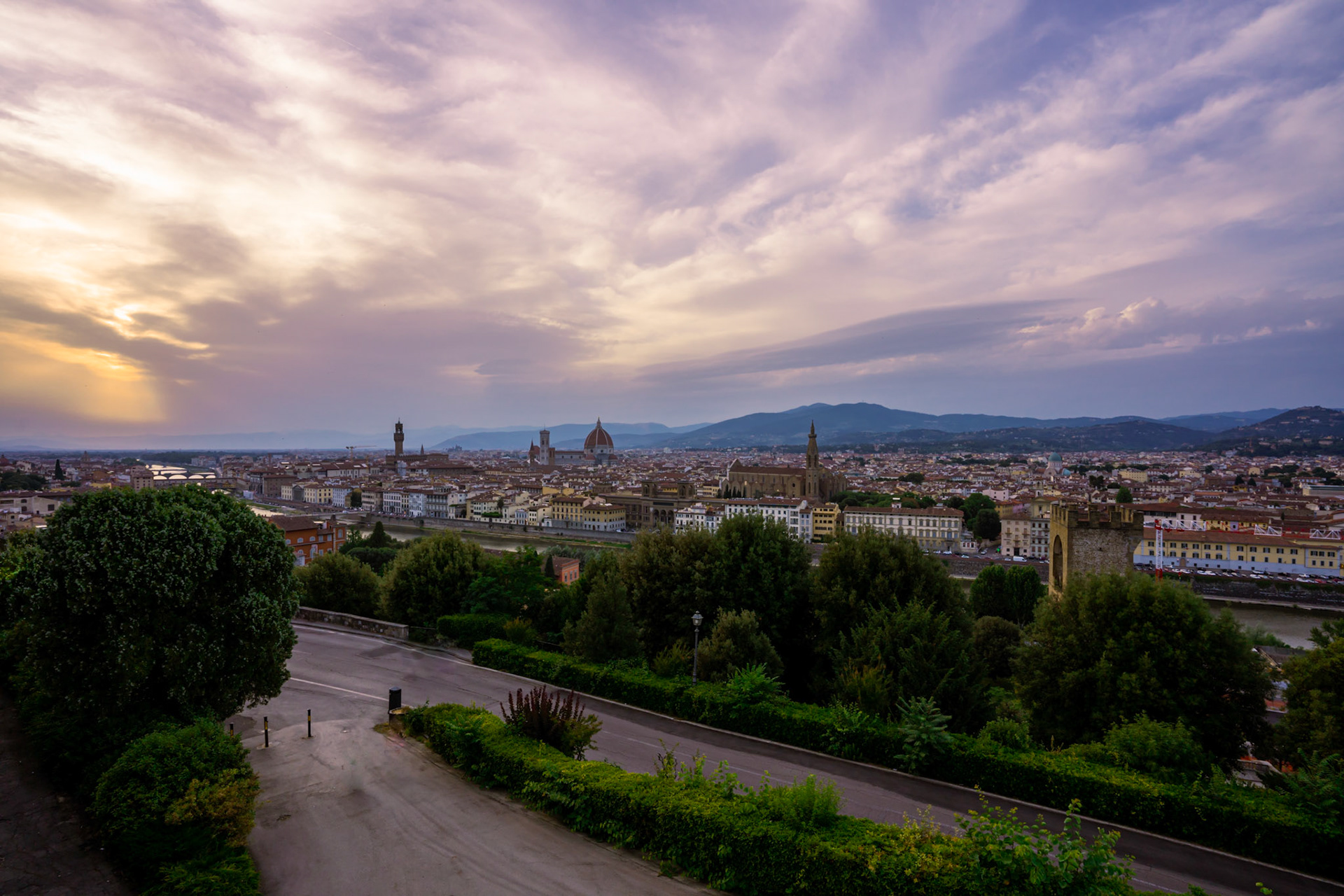 Sunset view of Florence from Piazzale Michelangelo