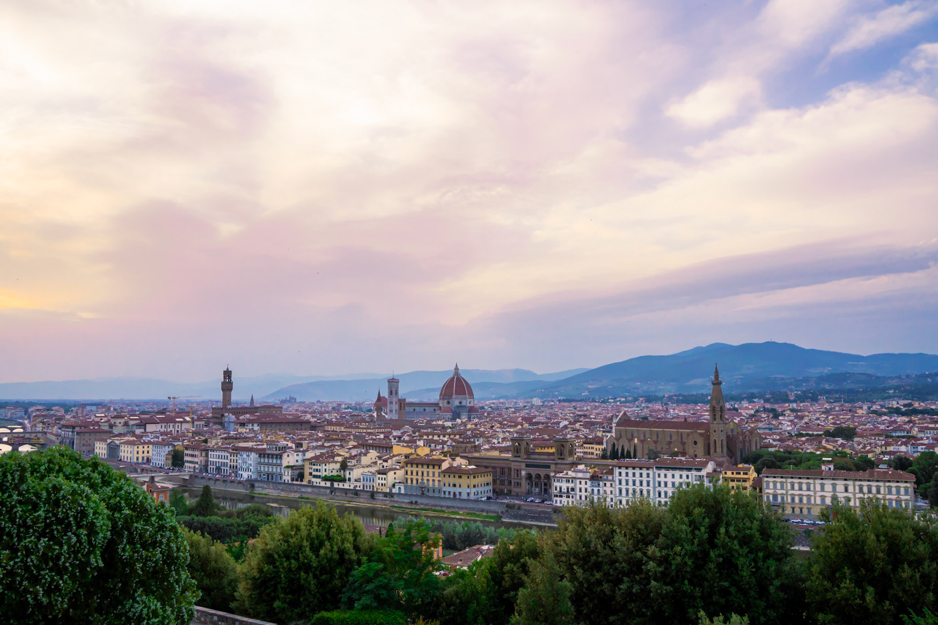 Sunset view of Florence from Piazzale Michelangelo