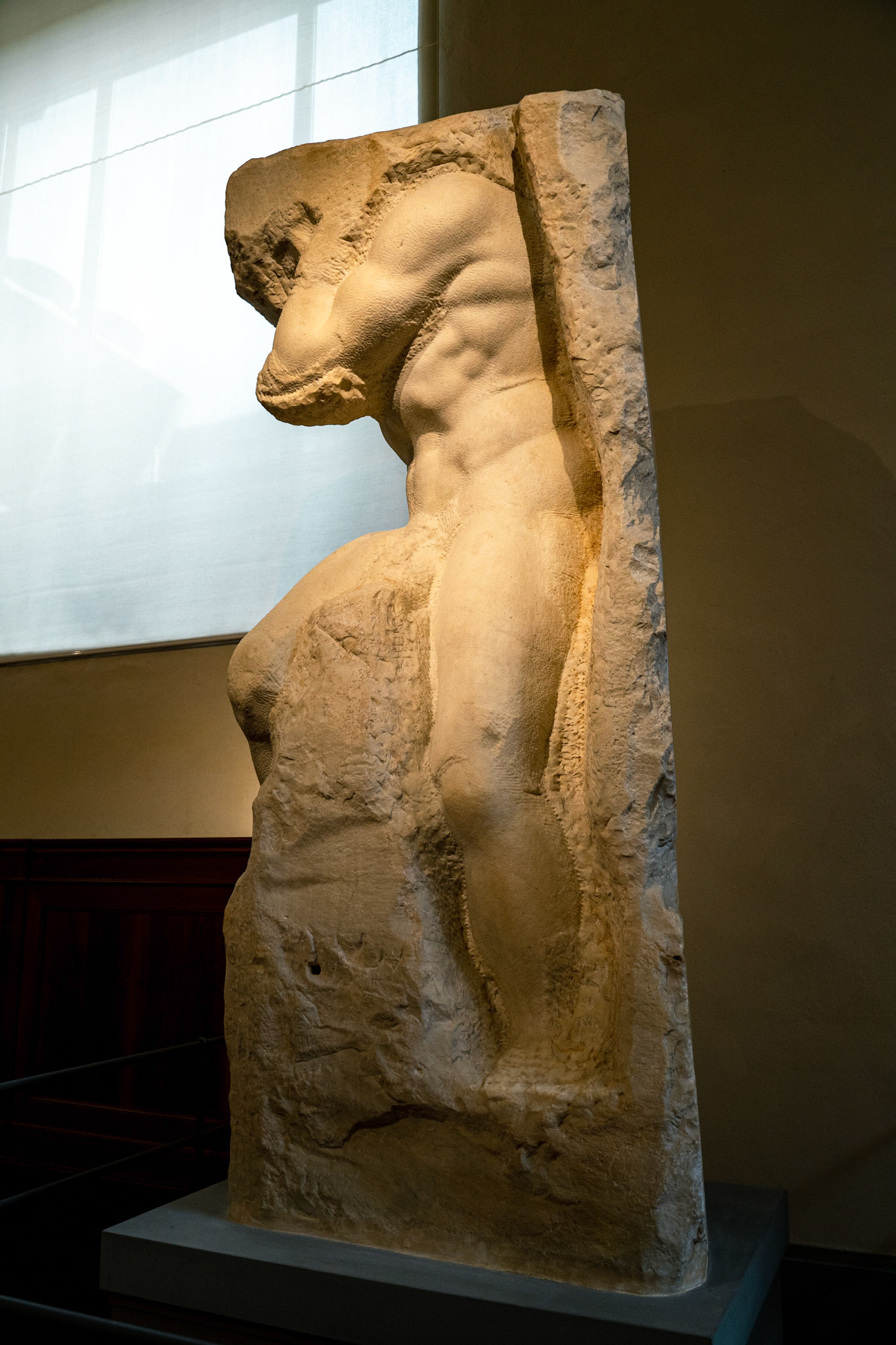 Unfinished sculpture of Atlas by Michelangelo at Galleria dell'Accademia