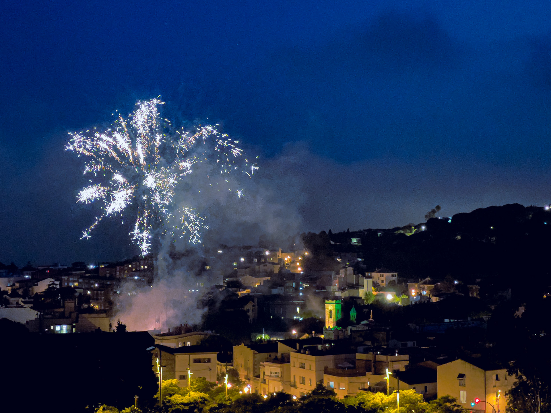 Fireworks over the city of Alella