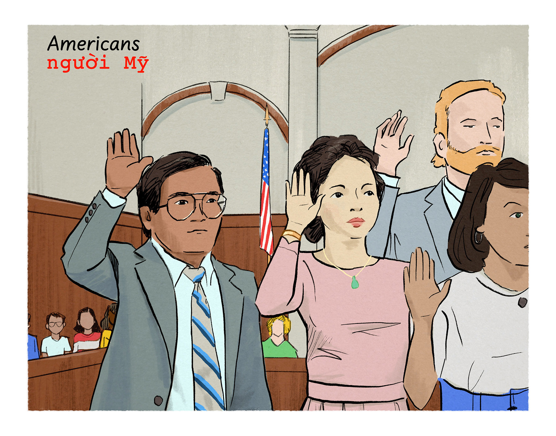 Americans/Người Mỹ, digital print on paper 10 X 13 in., 2025.