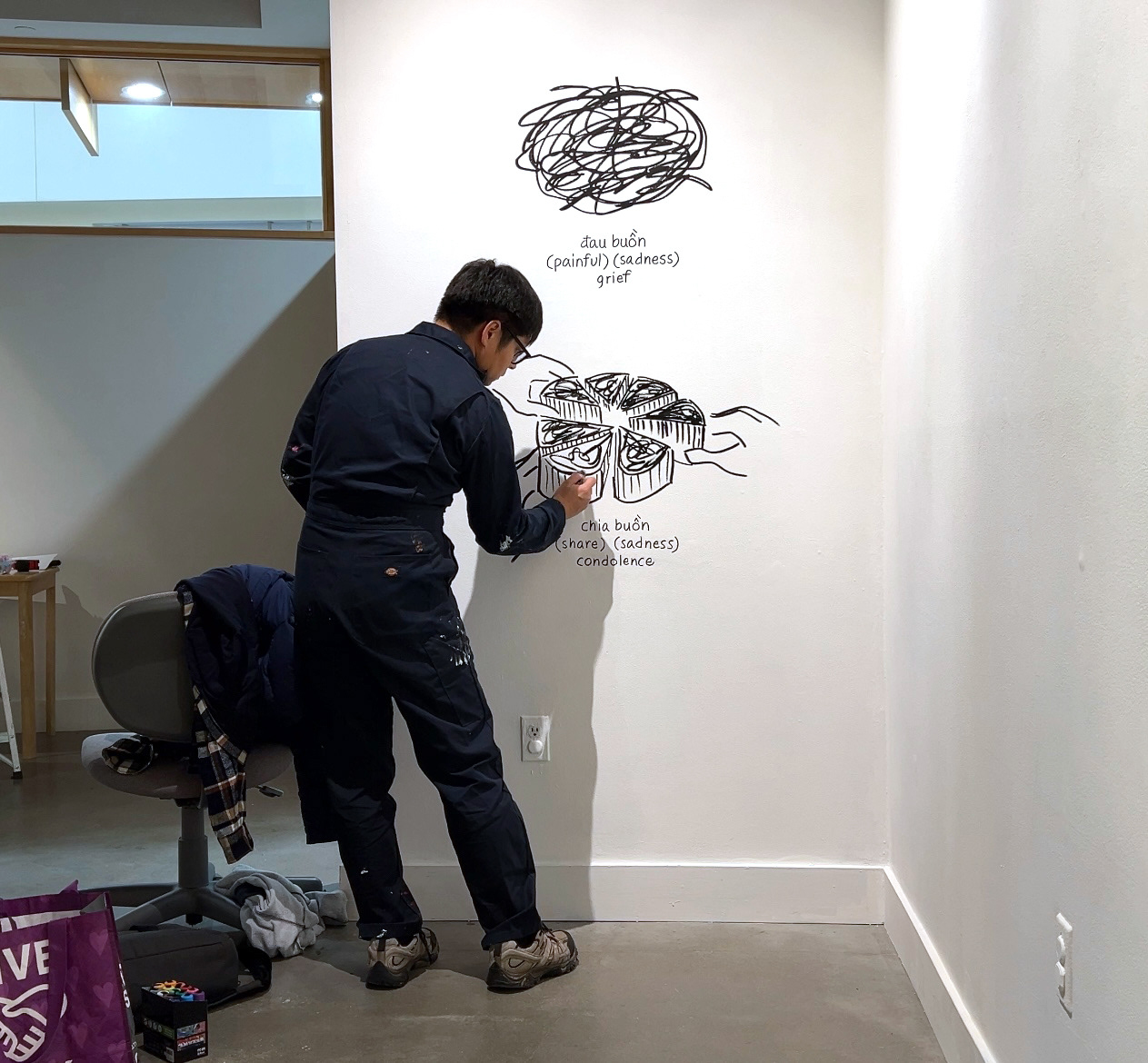 Drawing Đau Buồn/Chia Buồn (Photo by Nguyên Khôi Nguyễn, 2024)