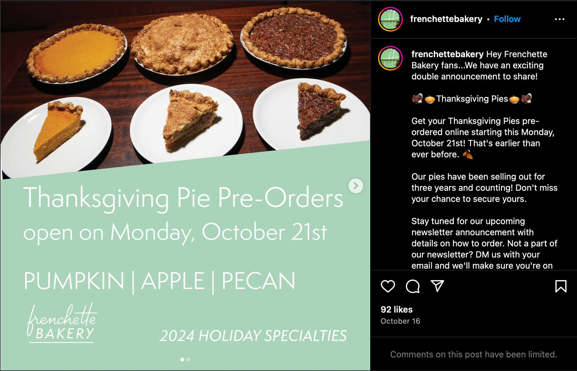 Holiday Pie Social Media Campaign In Situ
