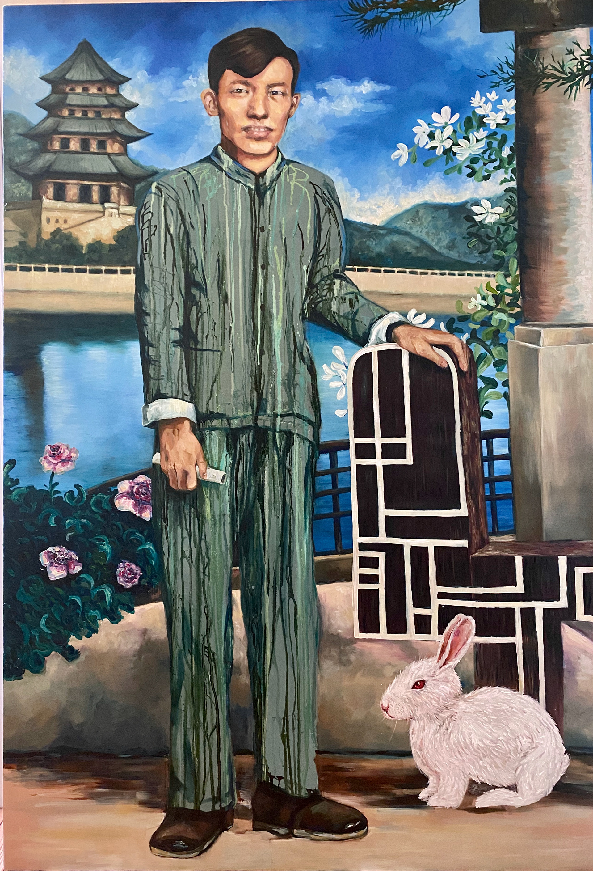 "In the Photo Studio," 60x41.5in oil and acrylic on canvas