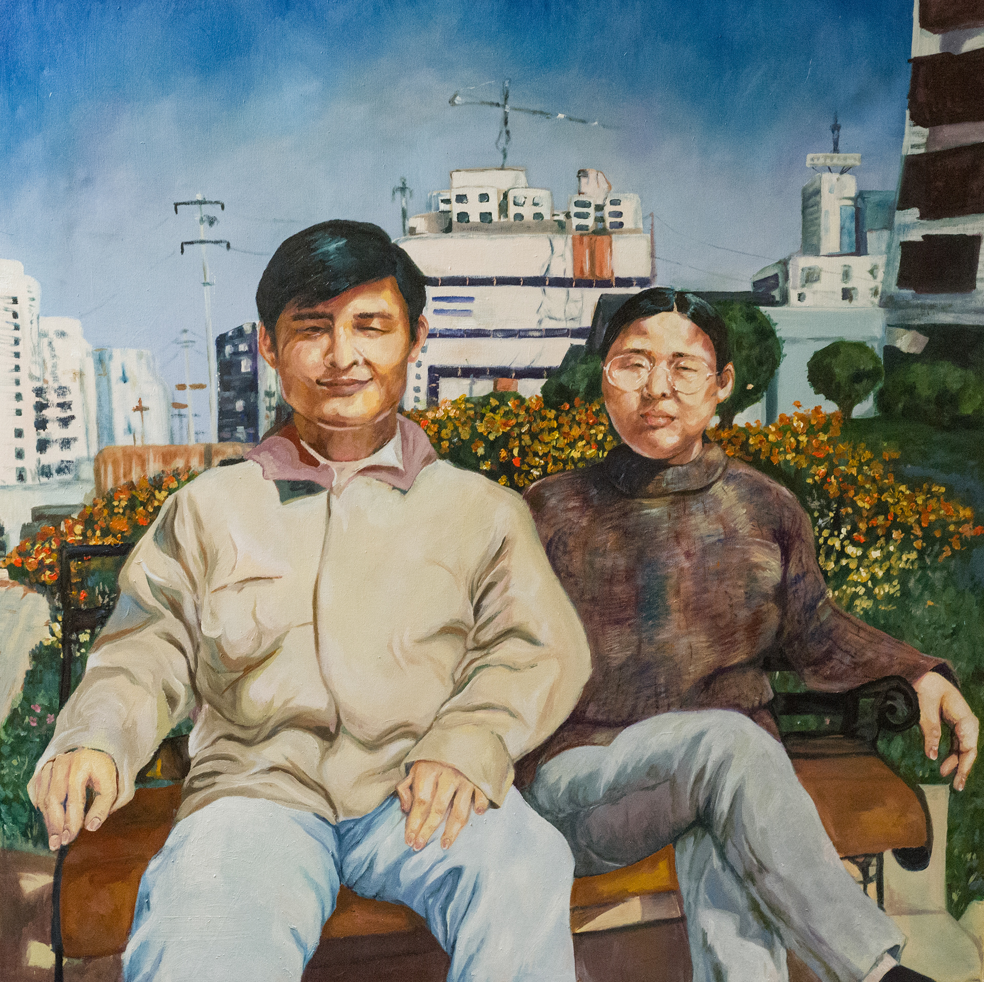 "First Visit to Kunming (第一次去昆明)" 36x36in oil and acrylic on canvas