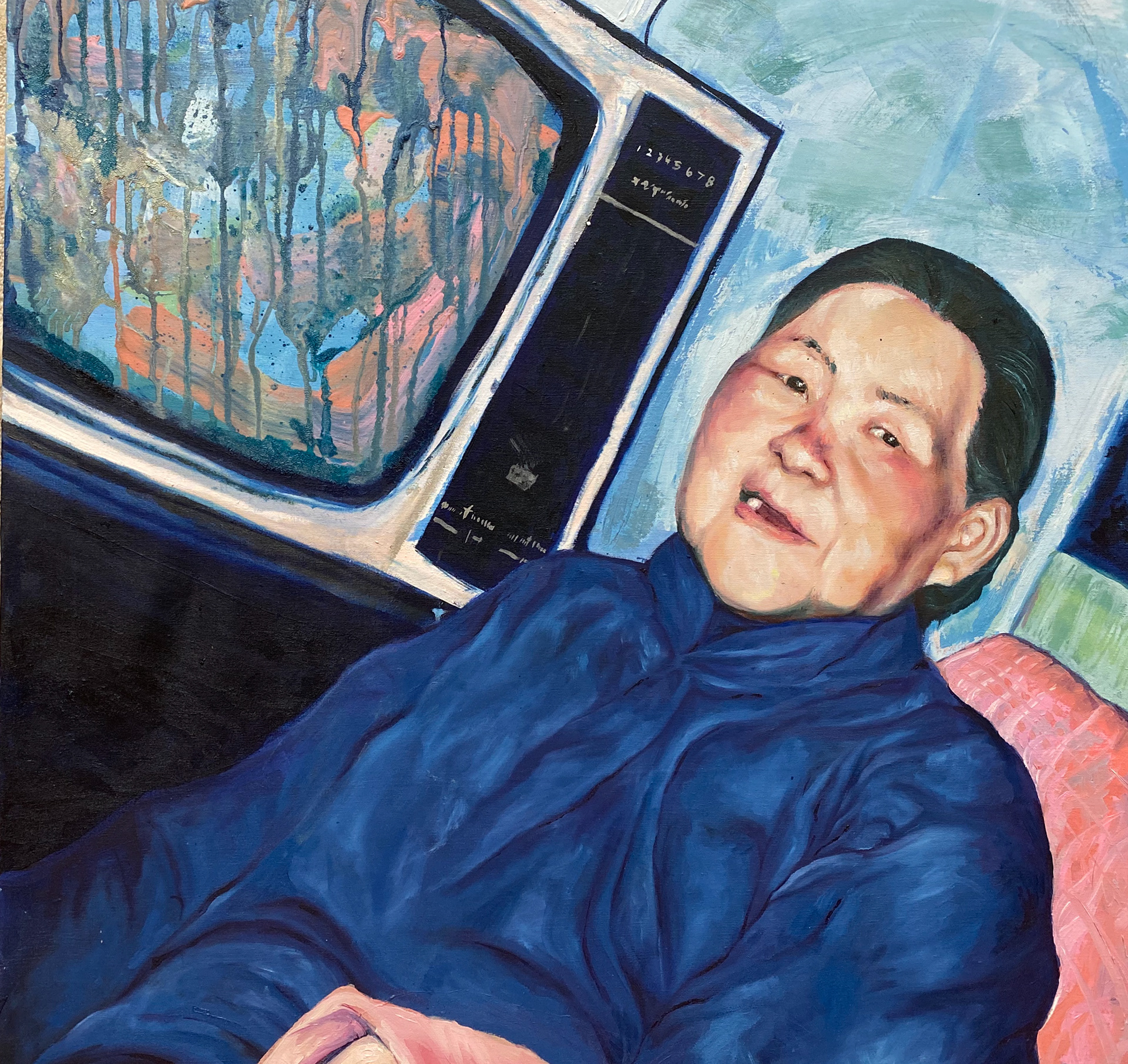 "Stay For A While(待一会儿)" 24x24in oil and acrylic on canvas