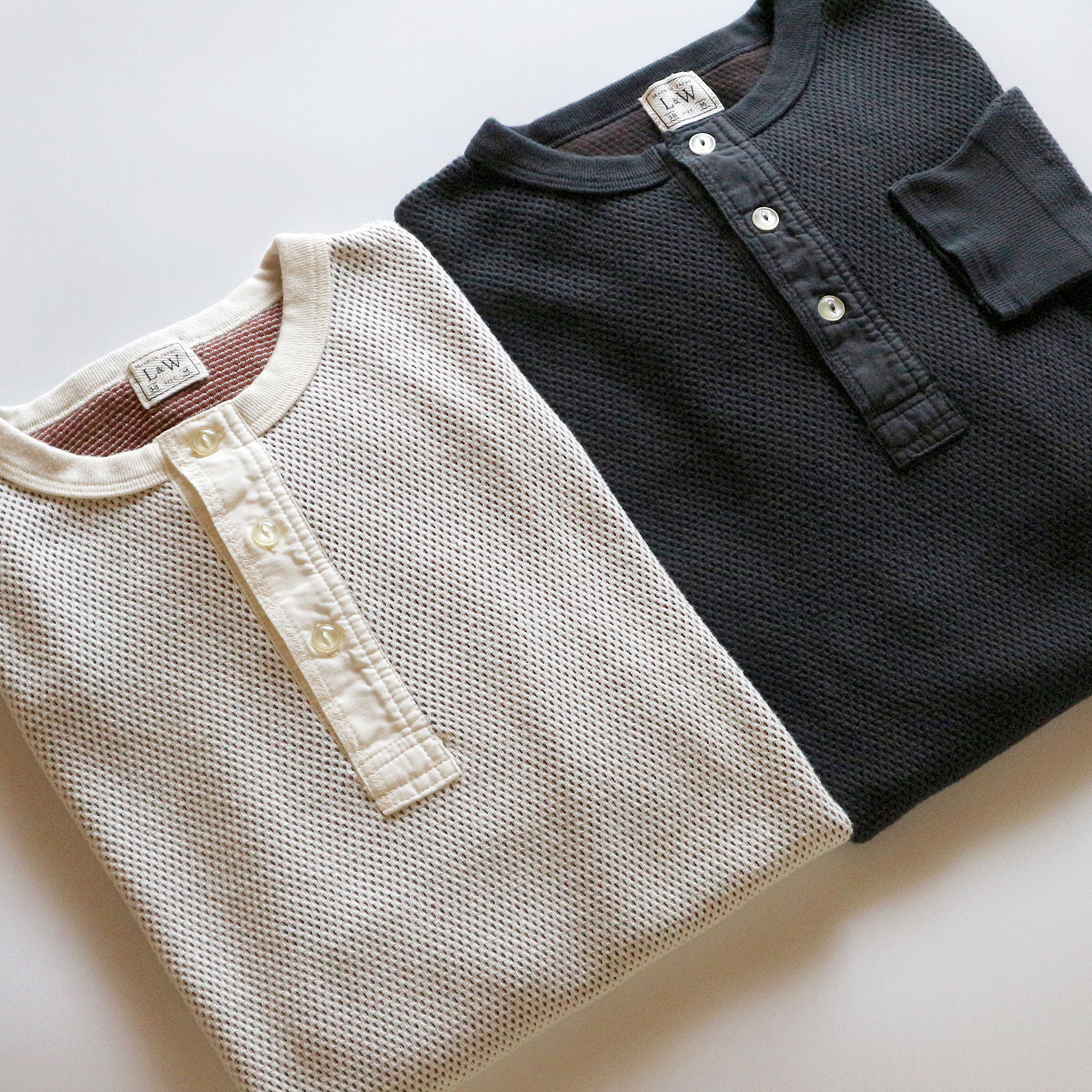 LRH1036 - DOUBLE FACE HEX HONEYCOMB HENLEY NECK THERMAL