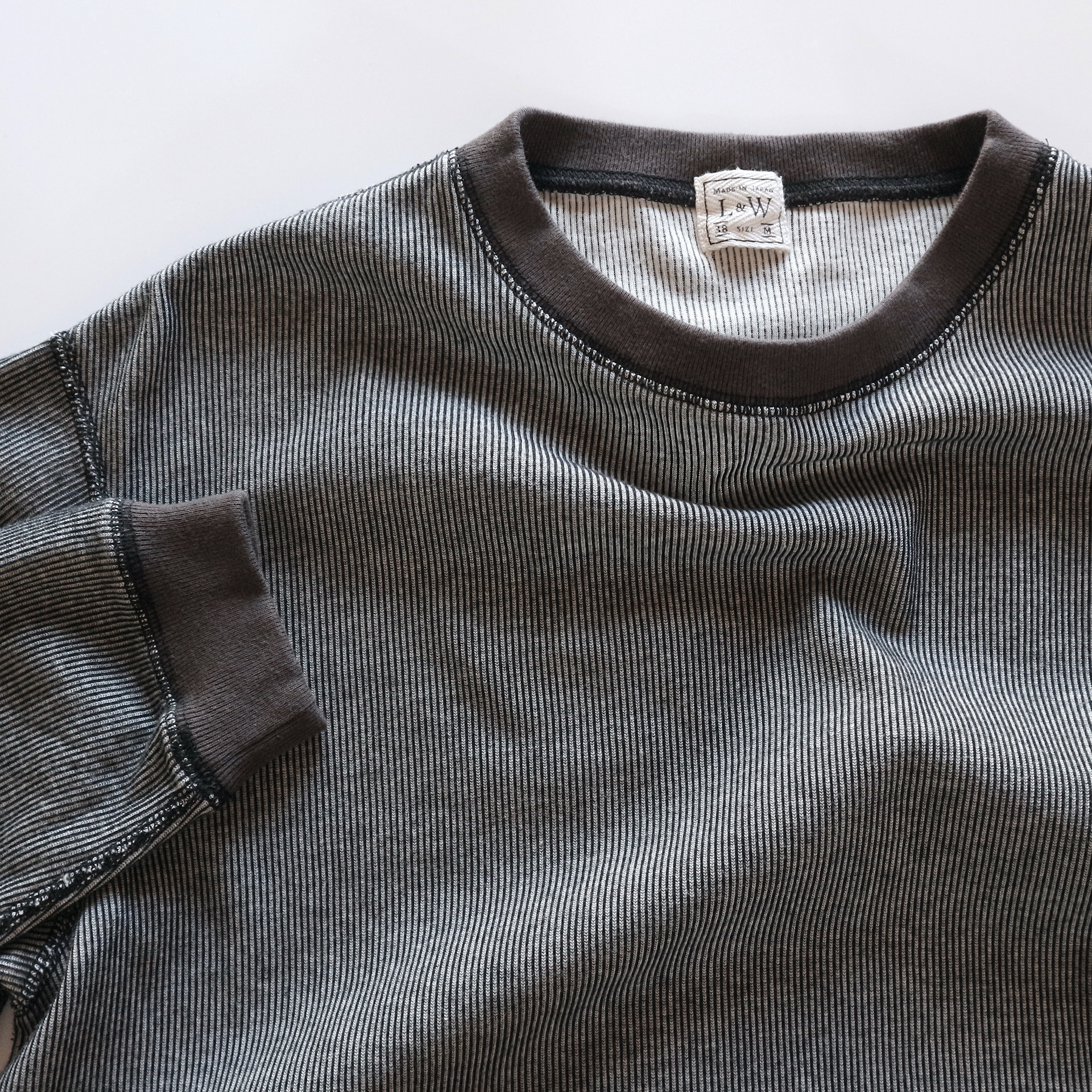 LRC1100 - DOUBLE FACE VINTAGE PINSTRIPE RIB KNIT L/S CREWNECK