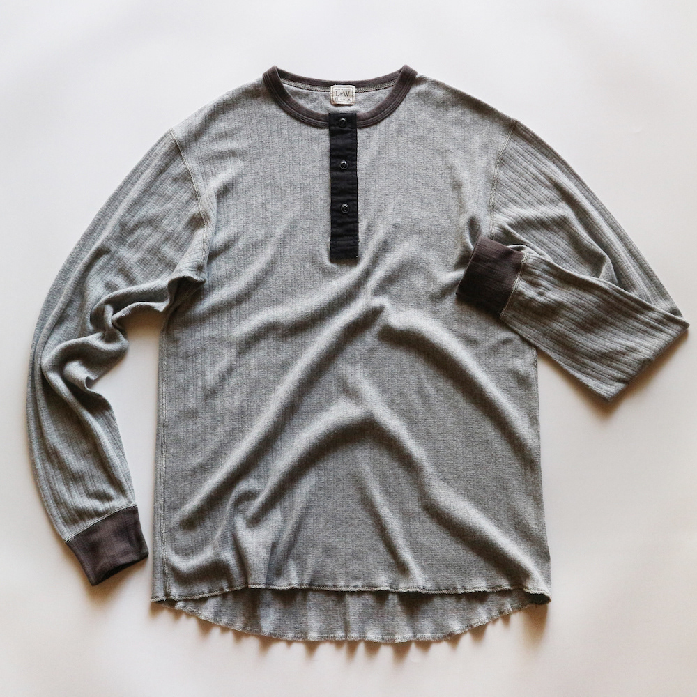 LRH1038 - SMOOTH DROP NEEDLE RIB KNIT L/S HENLEY