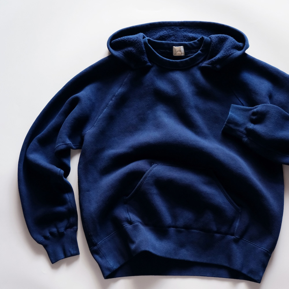 ODLW026 - OD+LW INDIGO DYED SUPER FLUFFY KNIT AFTER HOOD SWEATSHIRT