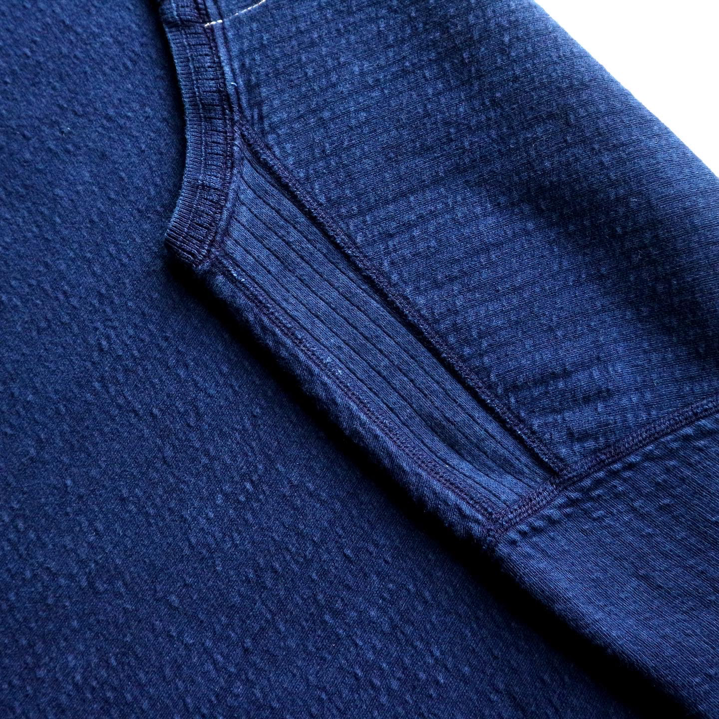 ODLW013 / INDIGO DYED DOUBLE-FACE JACQUARD THERMAL CREWNECK